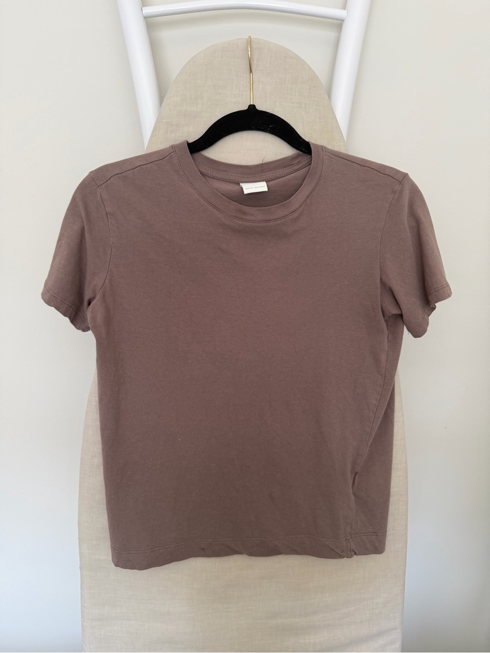 H&M Short Sleeve Crewneck Tee in Mauve Brown